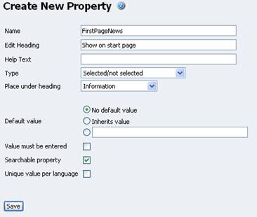 Create New Property