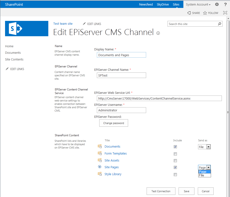 EPiServer Channel configuration EPiServer Channel configuration