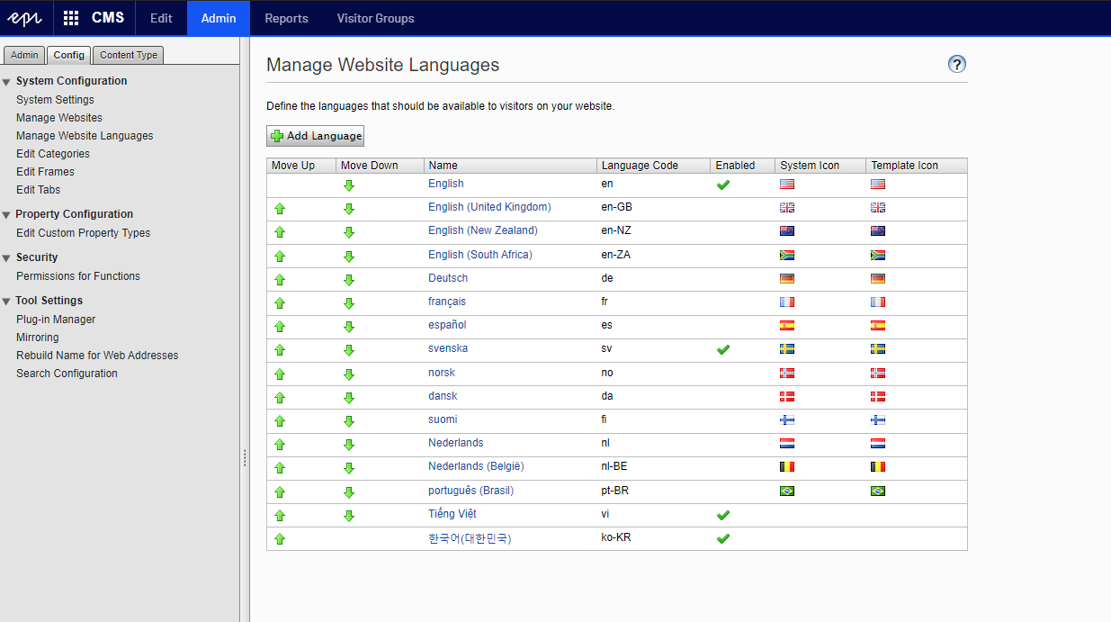 Website Languages
