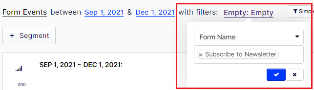 Form conversions report - quick filter by form name